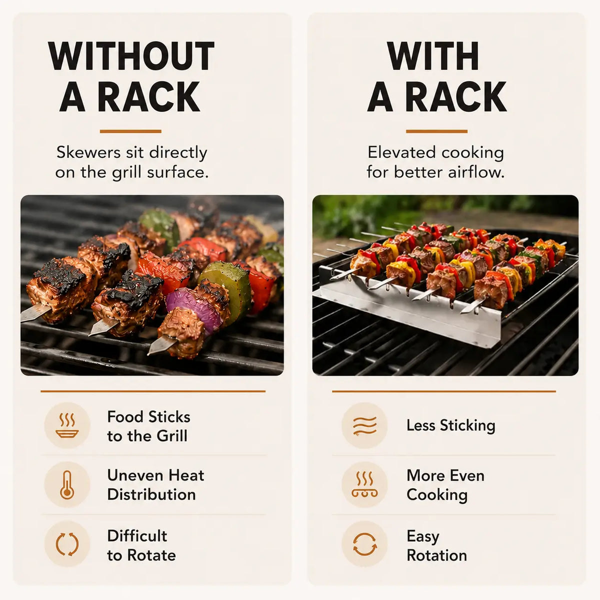Stainless Steel BBQ Skewer Rack – 6 or 9 Slot Kebab Grilling Stand