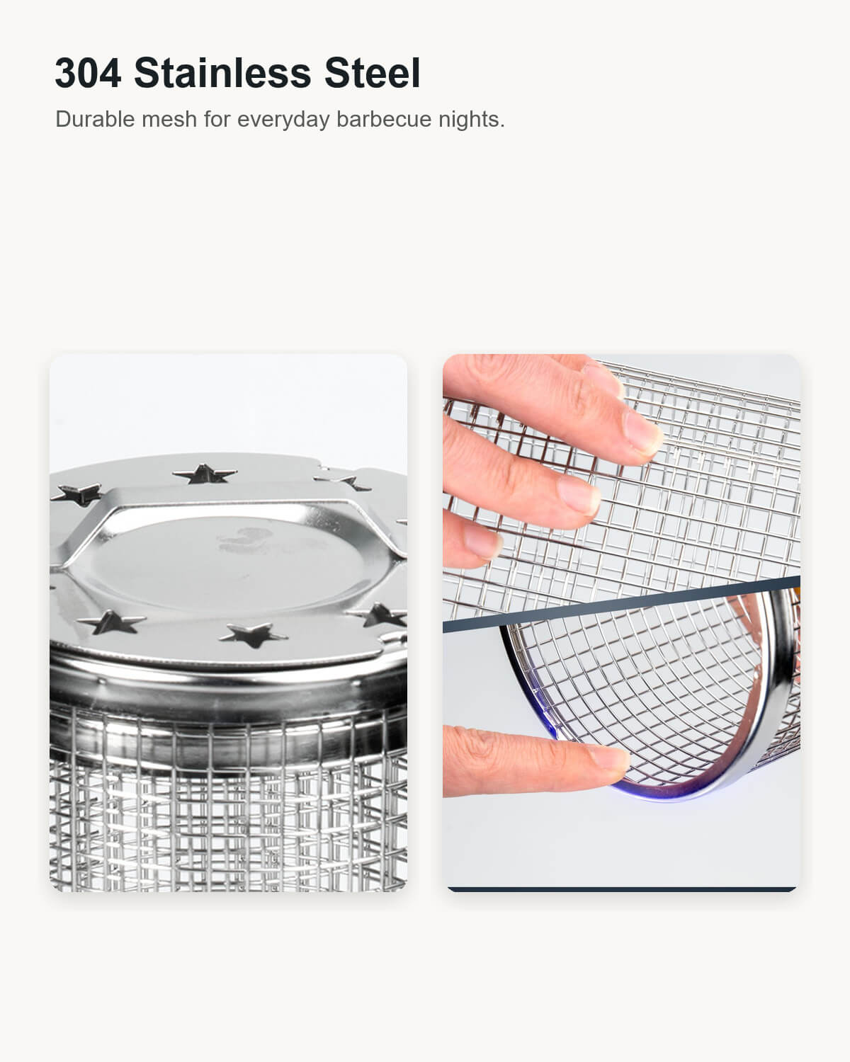 Stainless Steel Rolling Grill Basket for Vegetables & Small Bites