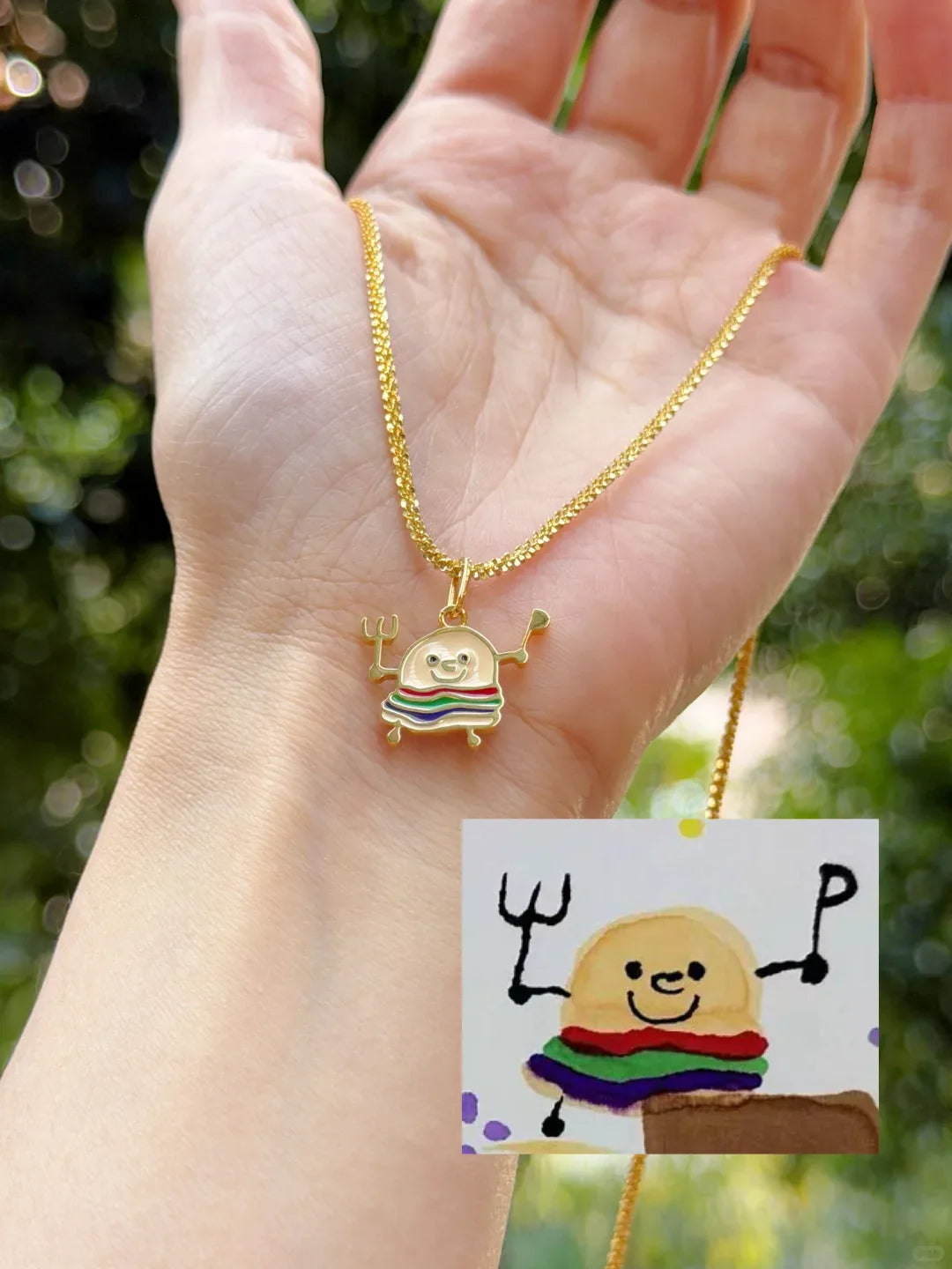 Custom Kids’ Drawing Necklace – Titanium Steel