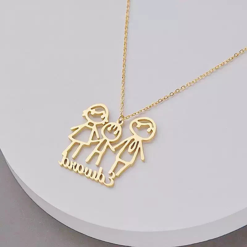 Custom Kids’ Drawing Necklace – 925 Sterling Silver