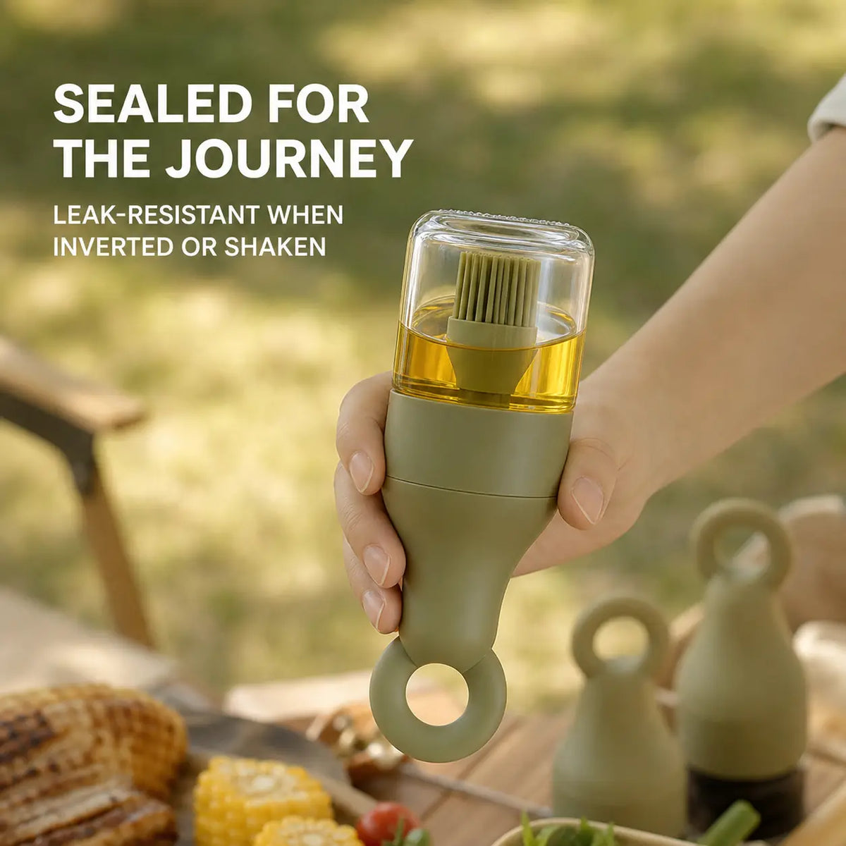 Leak-Resistant 3-in-1 Oil Dispenser Bottle with Silicone Basting Brush