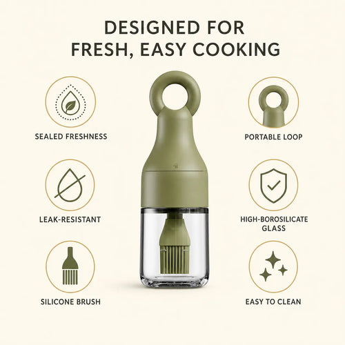 Leak-Resistant 3-in-1 Oil Dispenser Bottle with Silicone Basting Brush
