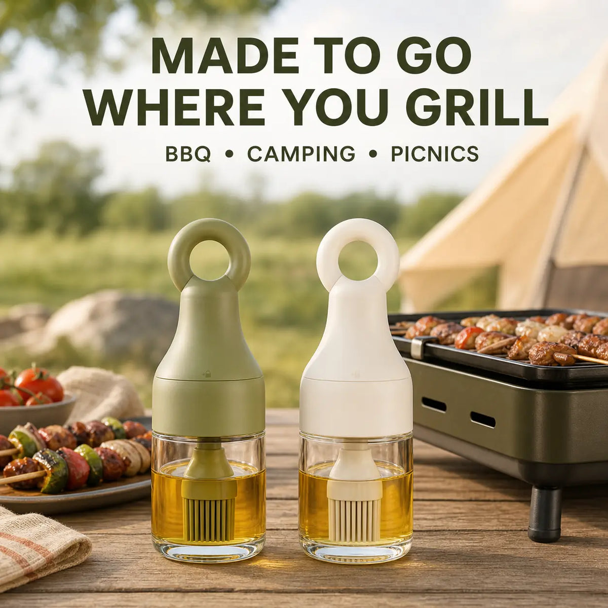 Leak-Resistant 3-in-1 Oil Dispenser Bottle with Silicone Basting Brush