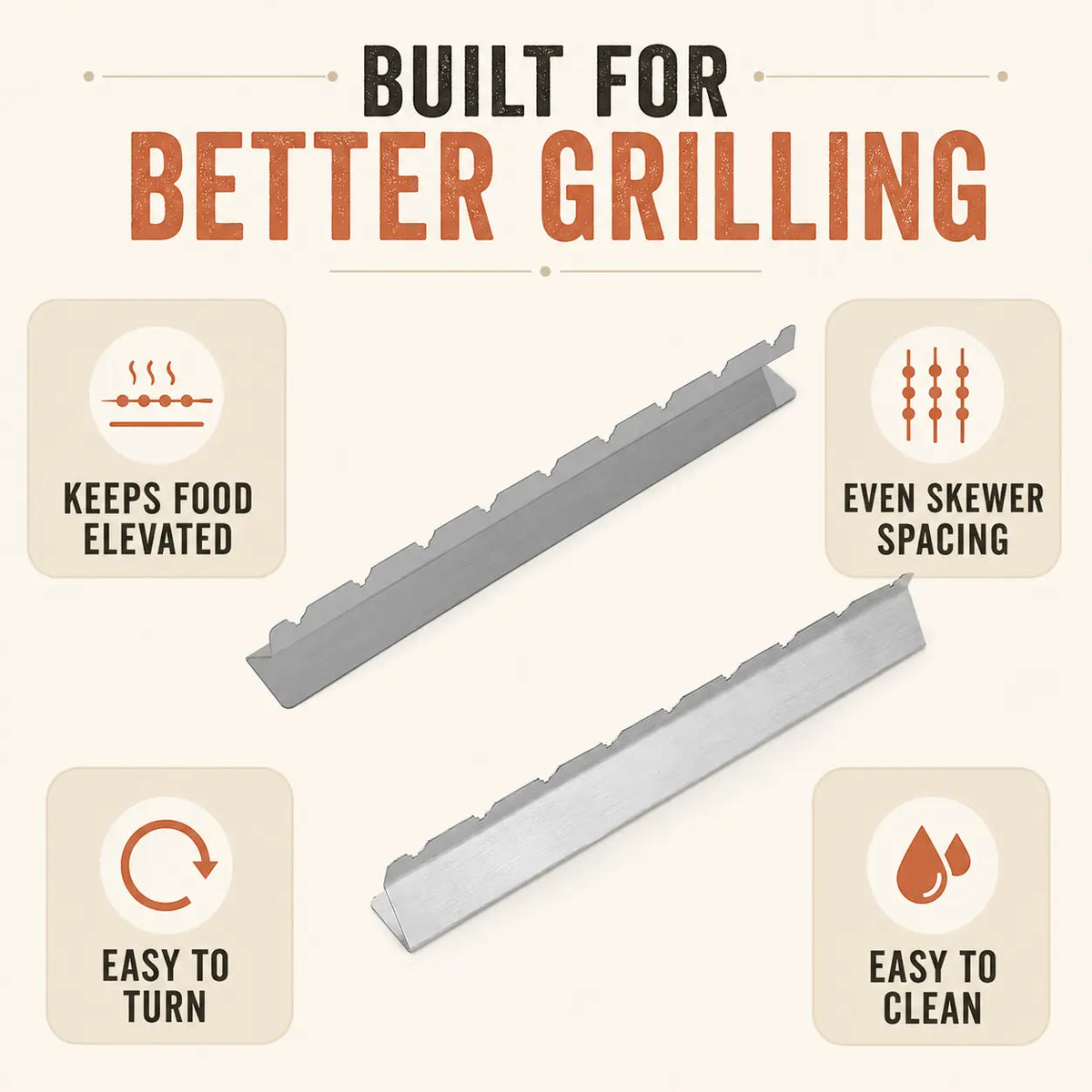 Stainless Steel BBQ Skewer Rack – 6 or 9 Slot Kebab Grilling Stand