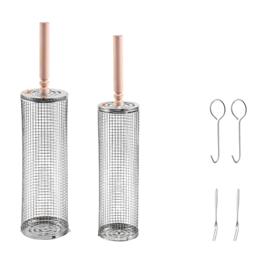 Stainless Steel Rolling Grill Basket for Vegetables & Small Bites - compressed square first image